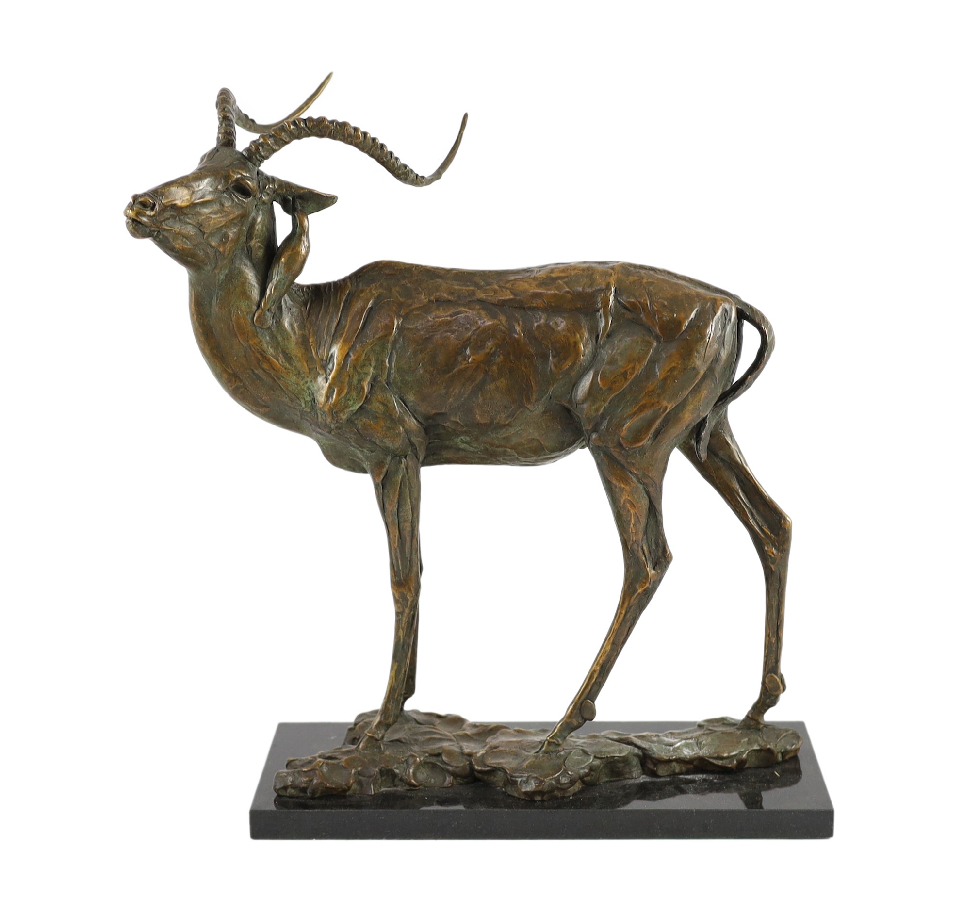 Robert Glen (African/American b.1940). A bronze study of an Eland, 44cm high 39cm long